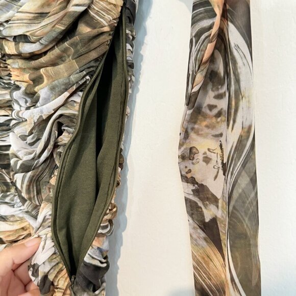 Zara Mesh Long Sleeve Ruched Marble Print Bodycon Mini Dress Stretchy Size XS - Picture 7 of 11